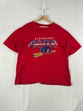 Vintage 1998 TRUE FAN Cleveland Indians Dynasty Red Logo BOXY T shirt Mens Sz XL